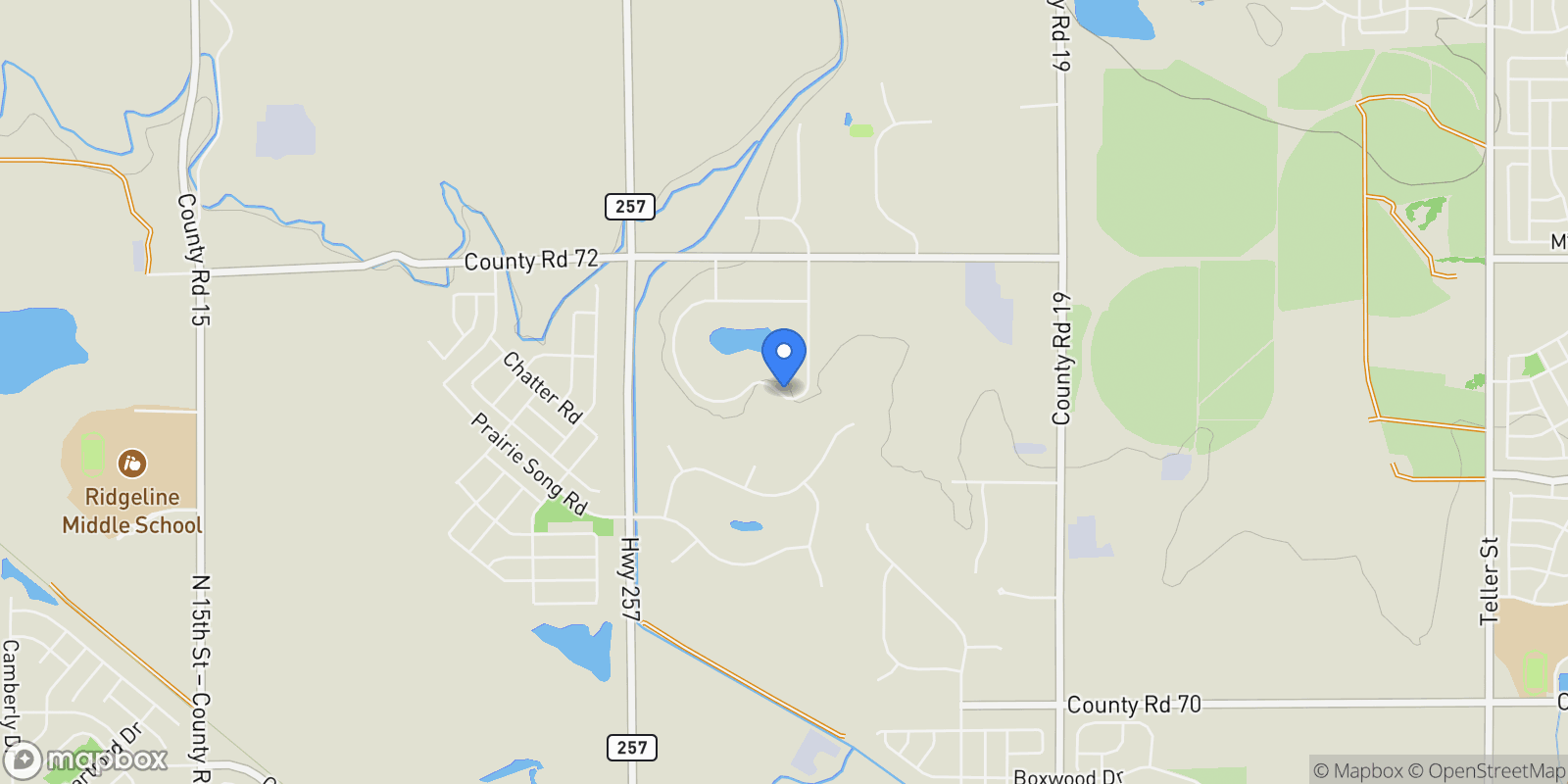 Map showing 335 N Shore Circle, Windsor, Colorado, United States.