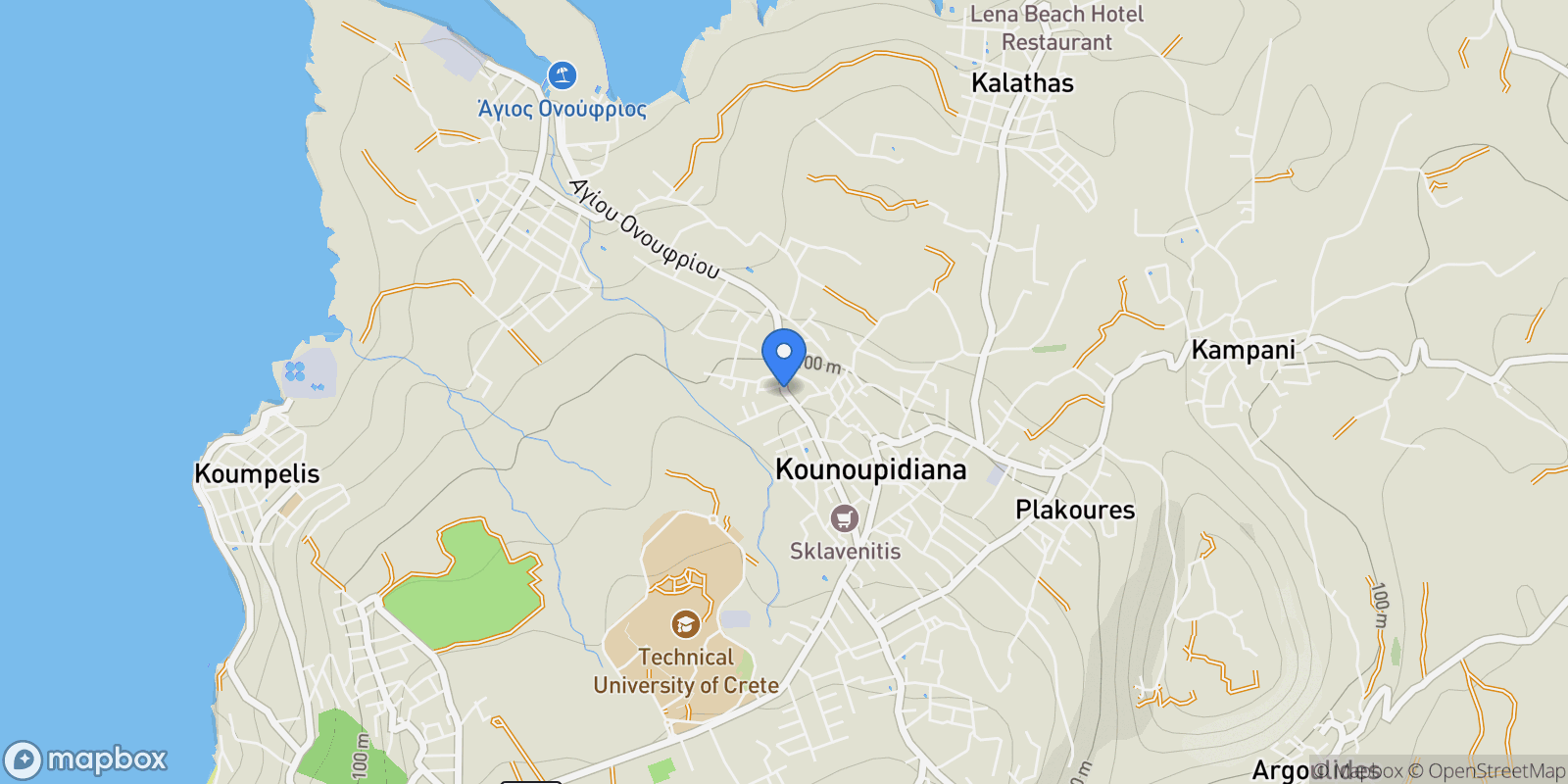 Map showing Agiou Onoufriou, Kounoupidiana 731 00, Greece, Crete, Greece.