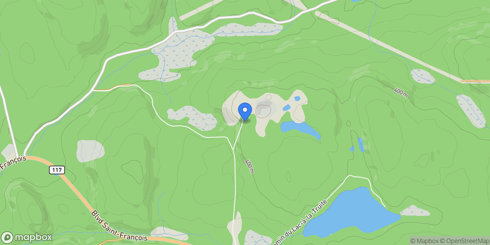 Map showing 279 Mtée des Carrières, Lac-des-Écorces, QC J0W1H0, Lac-des-Écorces, Quebec, Canada.