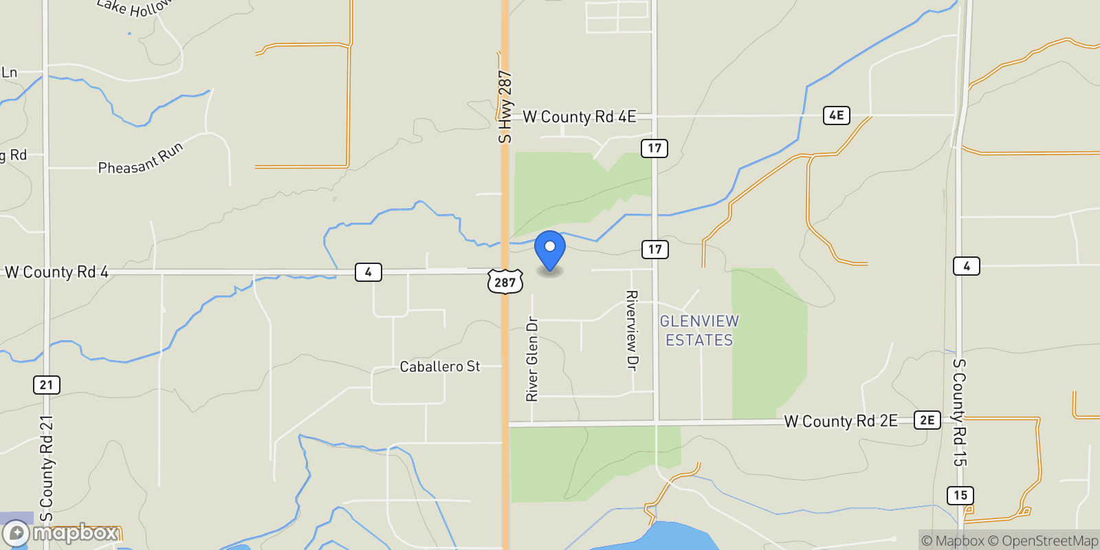 Map showing 1637 S US Highway 287, Berthoud, Colorado, United States.