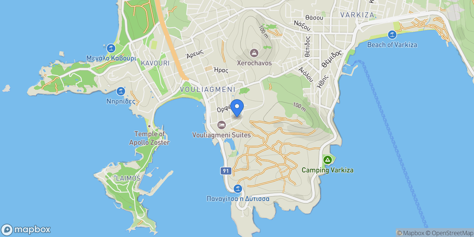 Map showing Vouliagmeni, Attica, Greece.