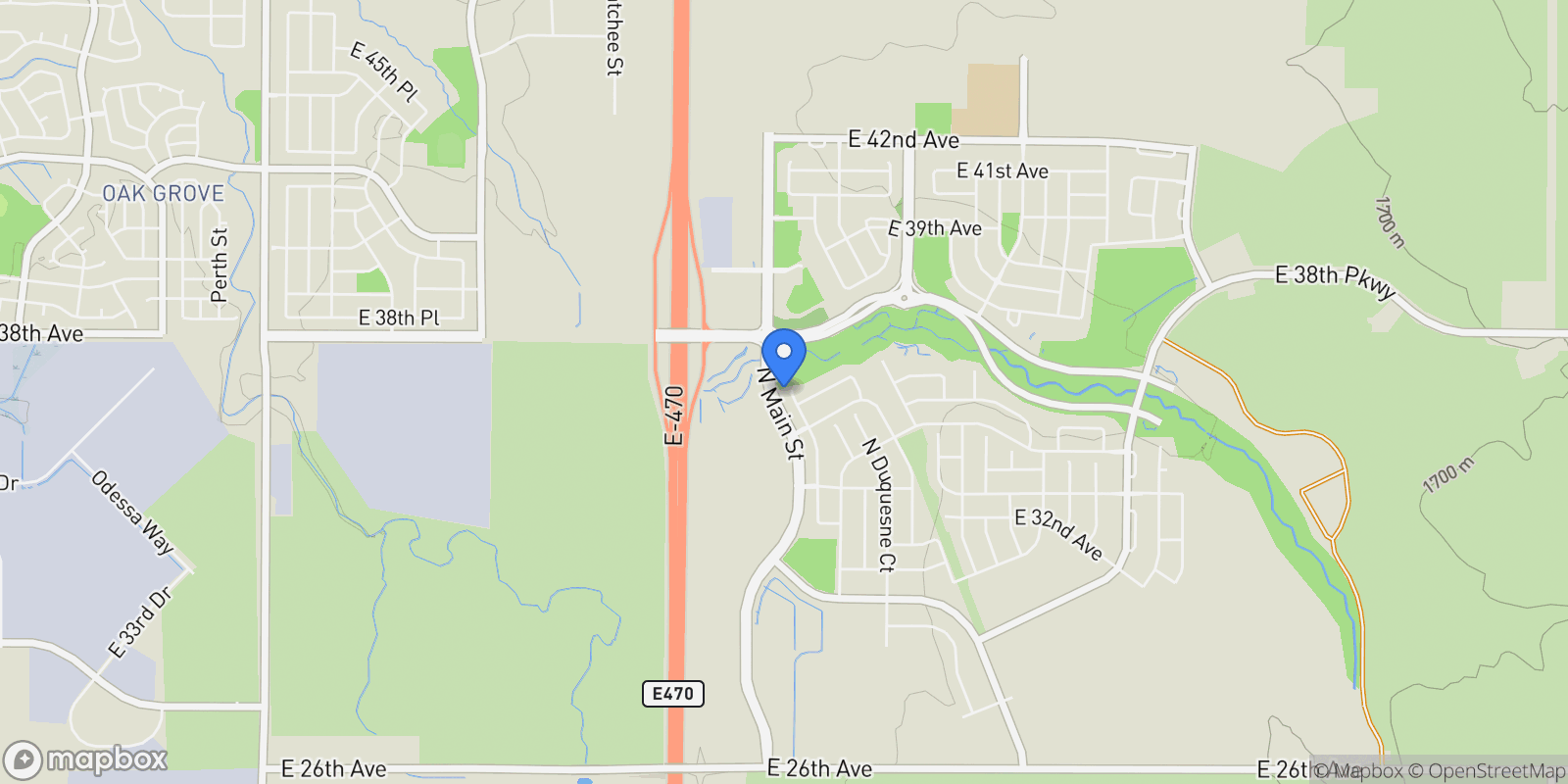 Map showing 3691 N Buchanan Court, Aurora, Colorado, United States.