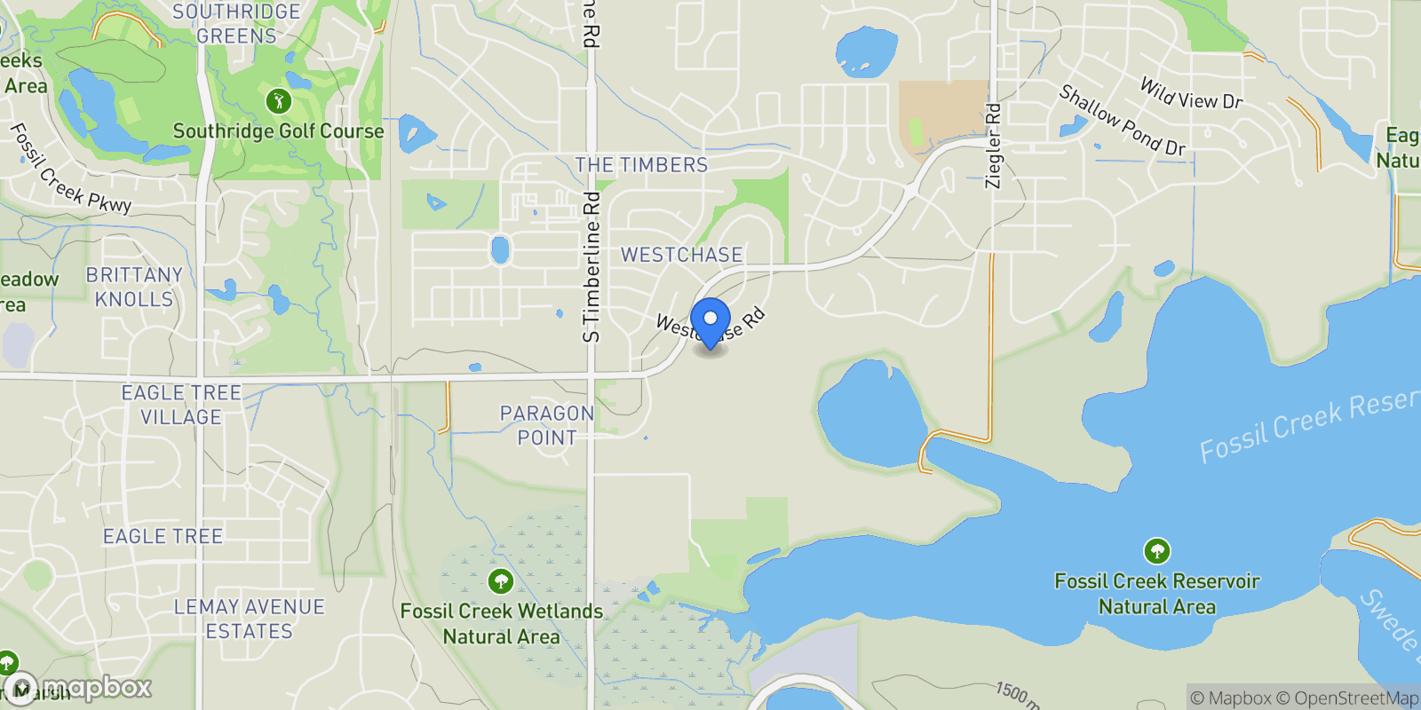 Map showing 6509 Westchase Court, Fort Collins, Colorado, United States.