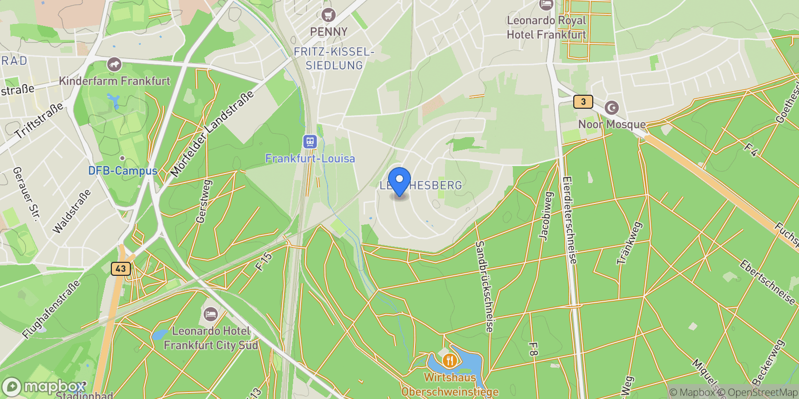 Map showing Frankfurt am Main, Hessen, Germany.