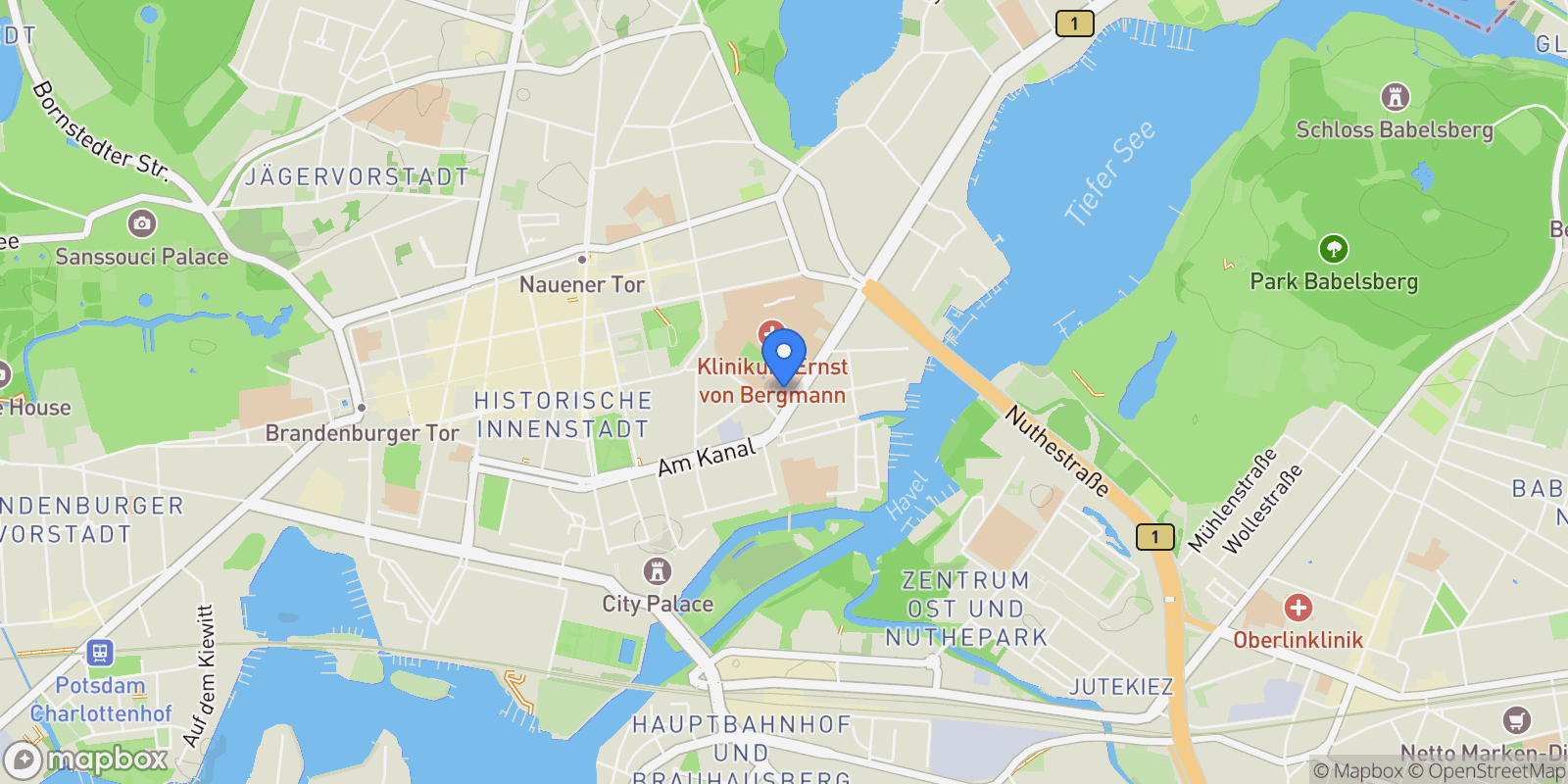 Map showing Potsdam, Brandenburg, Germany.