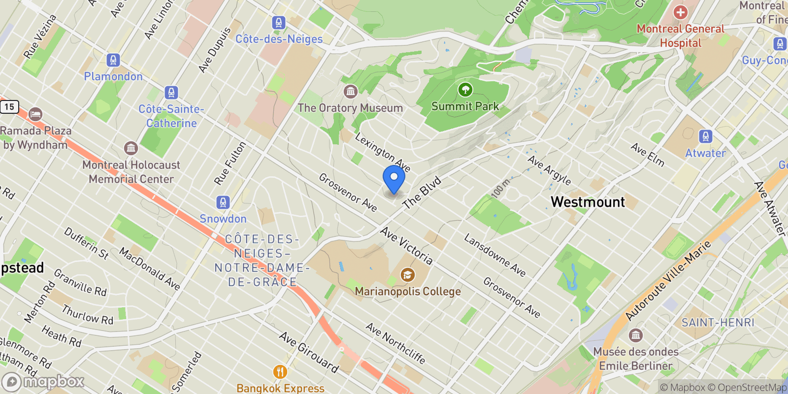 Map showing 5 Ch. Belfrage, Westmount, QC H3Y1E6, Westmount, Quebec, Canada.