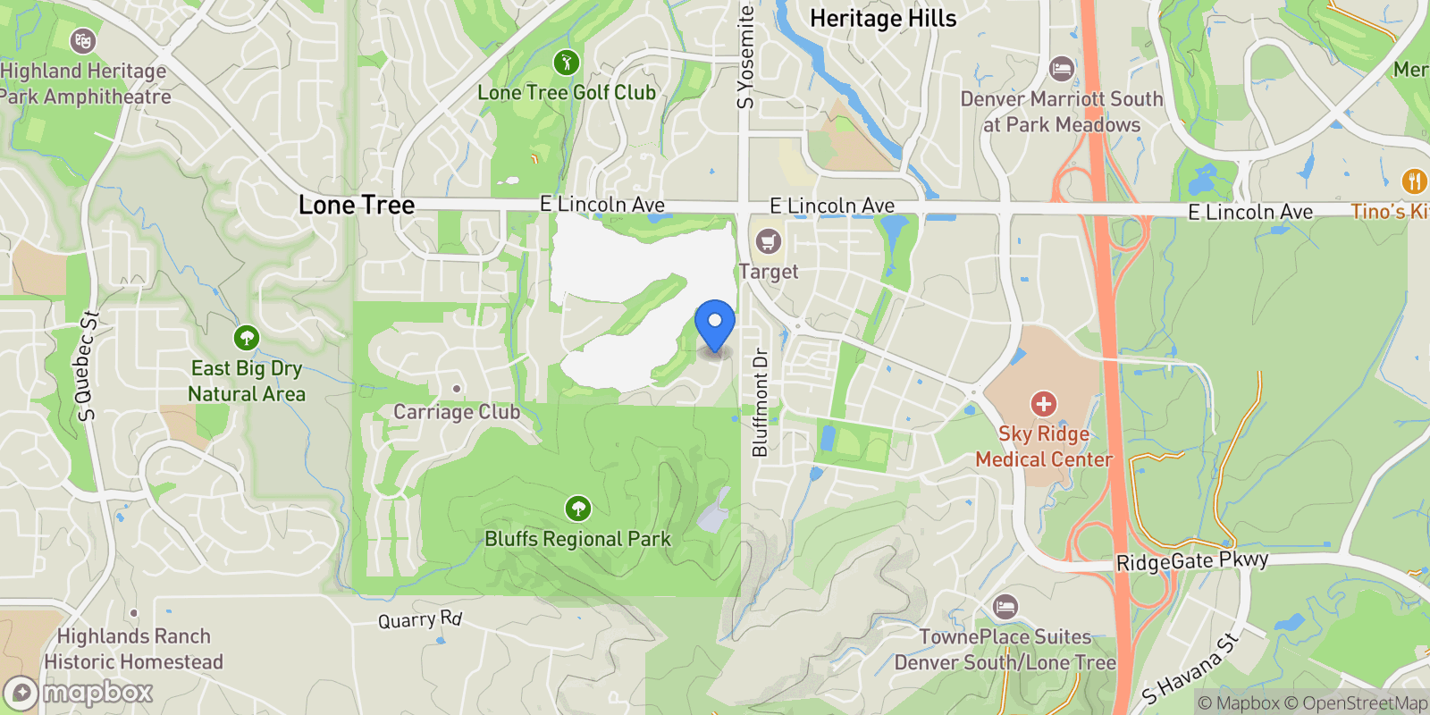 Map showing 8751 Crooked Stick Place, Lone Tree, Colorado, United States.