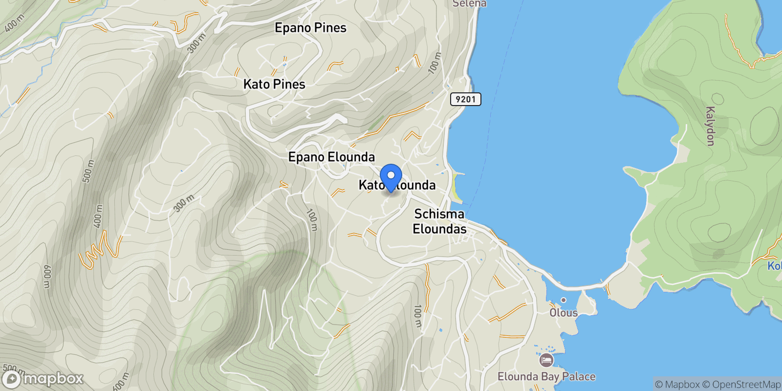 Map showing Community of Elounta, Agios Nikolaos Municipal Unit, Greece.