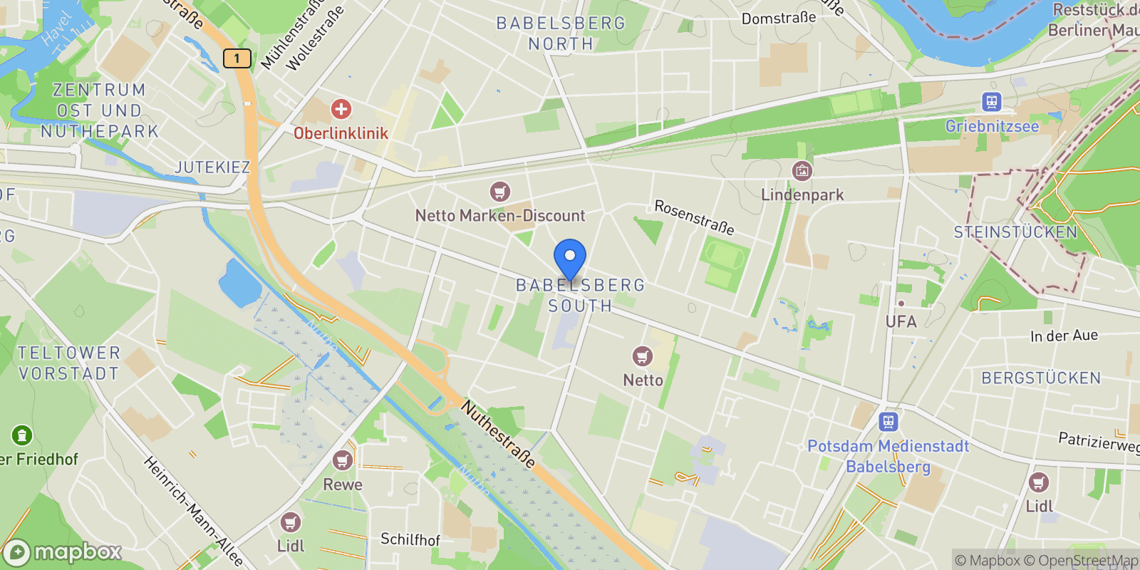 Map showing Potsdam, Brandenburg, Germany.