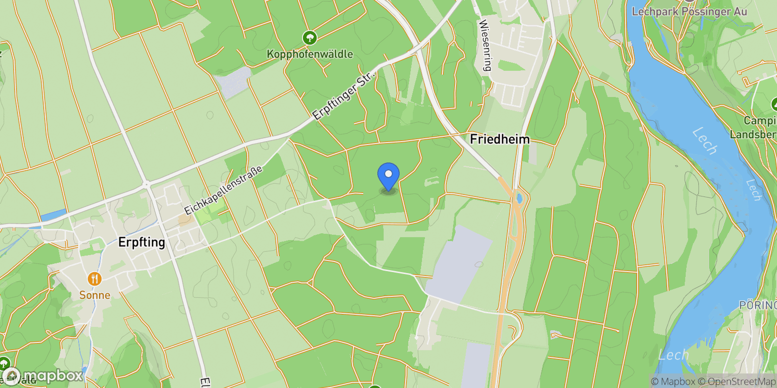 Map showing Landsberg am Lech, Bavaria, Germany.