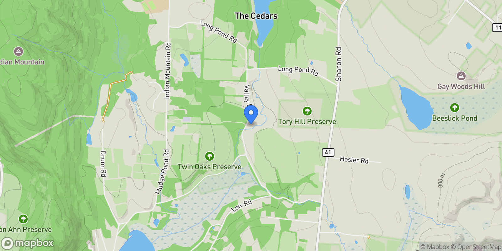 Map showing 40 Valley Road, Salisbury, CT 06039, Salisbury, Connecticut, United States.