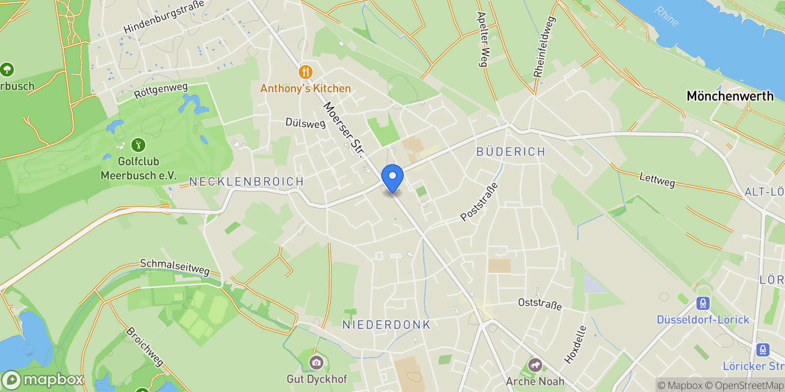 Map showing Meerbusch, North Rhine-Westphalia, Germany.
