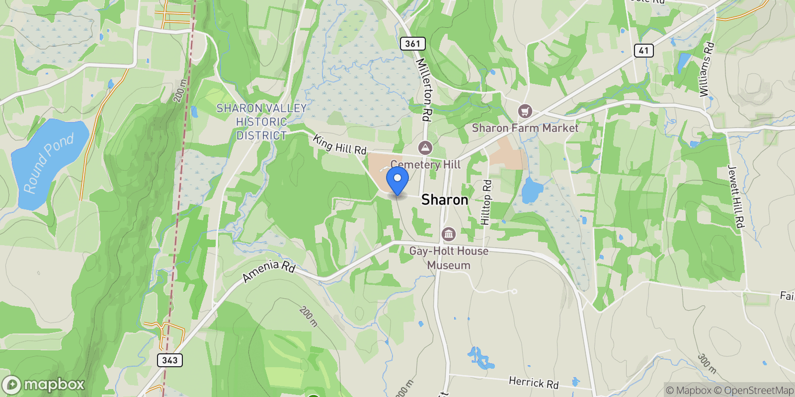 Map showing 39 Hospital Hill Road, Sharon, CT 06069, Sharon, Connecticut, United States.
