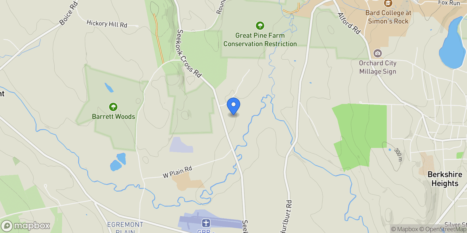 Map showing 77 Seekonk Cross Rd, Great Barrington, MA 01230, Great Barrington, Massachusetts, United States.