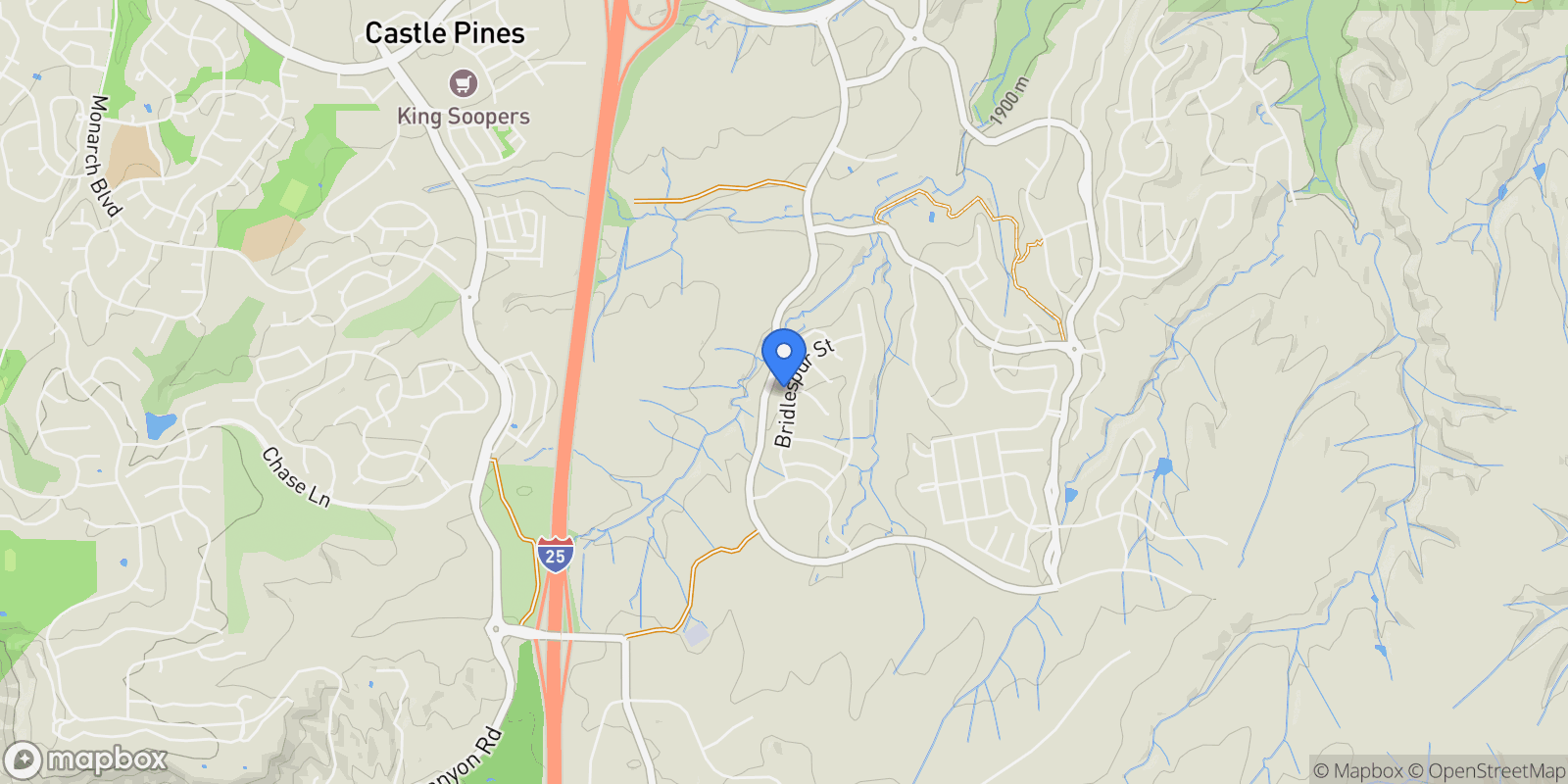 Map showing 6593 Bridlespur Street, Castle Rock, Colorado, United States.