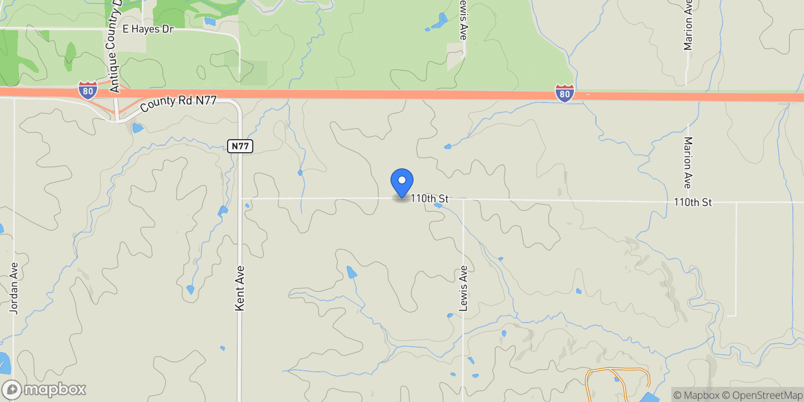 Map showing 2078 110th Street, Casey, IA 50048, Casey, Iowa, United States.