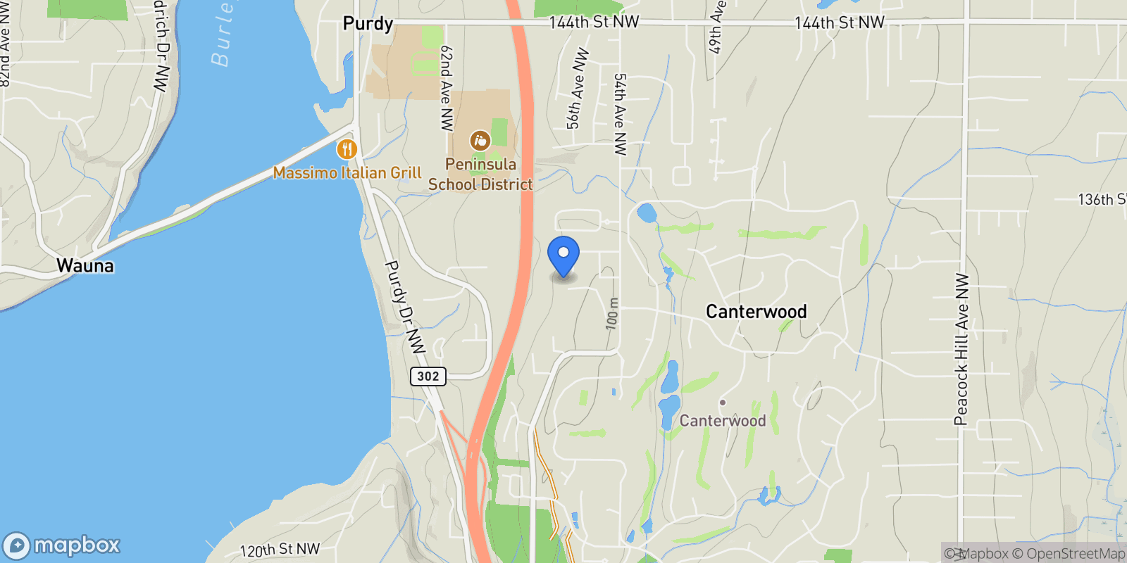 Map showing 13204 NW 57th Avenue Ct, Gig Harbor, WA, 98332, USA, Gig Harbor, Washington, United States.