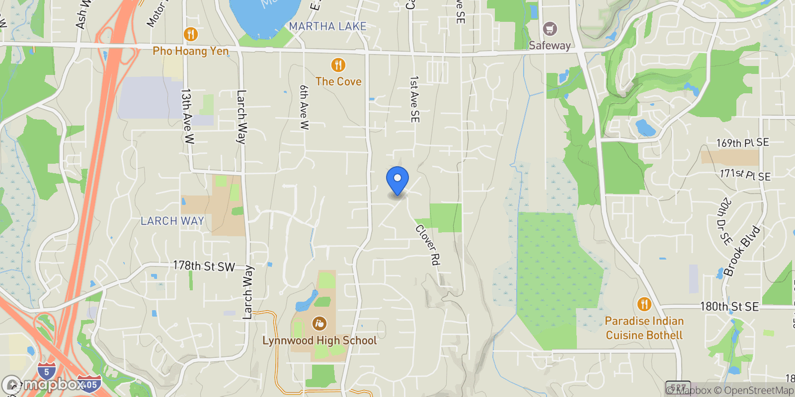 Map showing 17312 Gravenstein Road, Bothell, WA, 98012, USA, Mill Creek, Washington, United States.