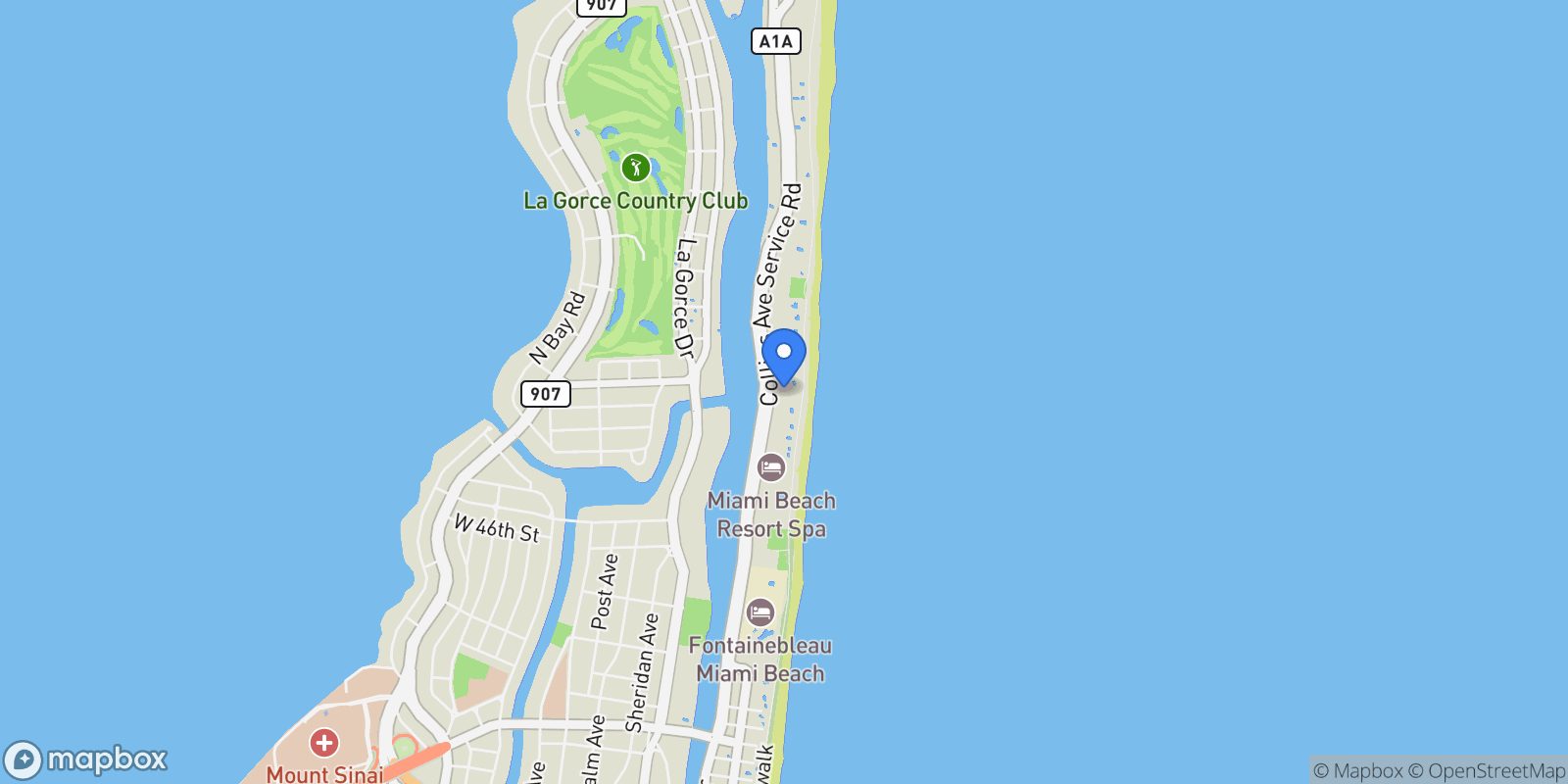 Map showing 5025 Collins Ave, Miami Beach, Florida, United States.