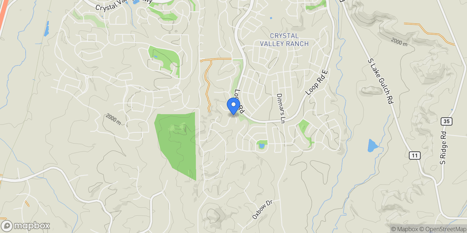 Map showing 5591 Farrier Point, Castle Rock, Colorado, United States.