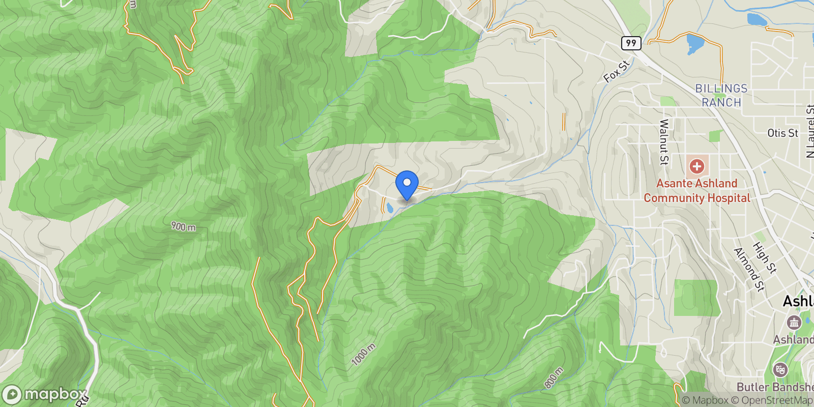 Map showing 2155 Ashland Mine Road, Ashland, OR, 97520, USA, Ashland, Oregon, United States.