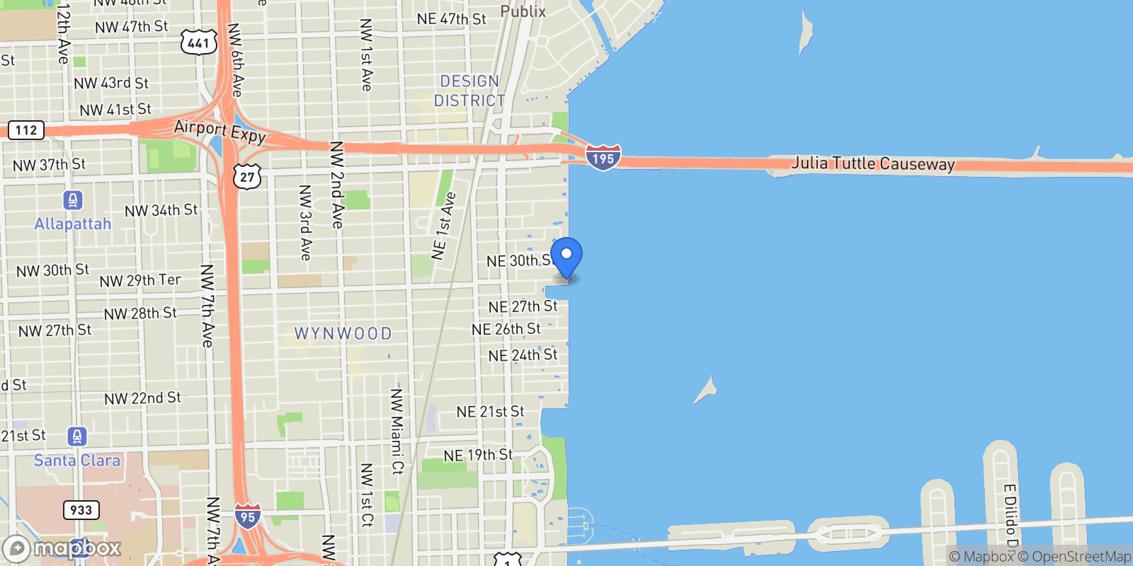 Map showing 710 NE 29th ST, Miami, Florida, United States.