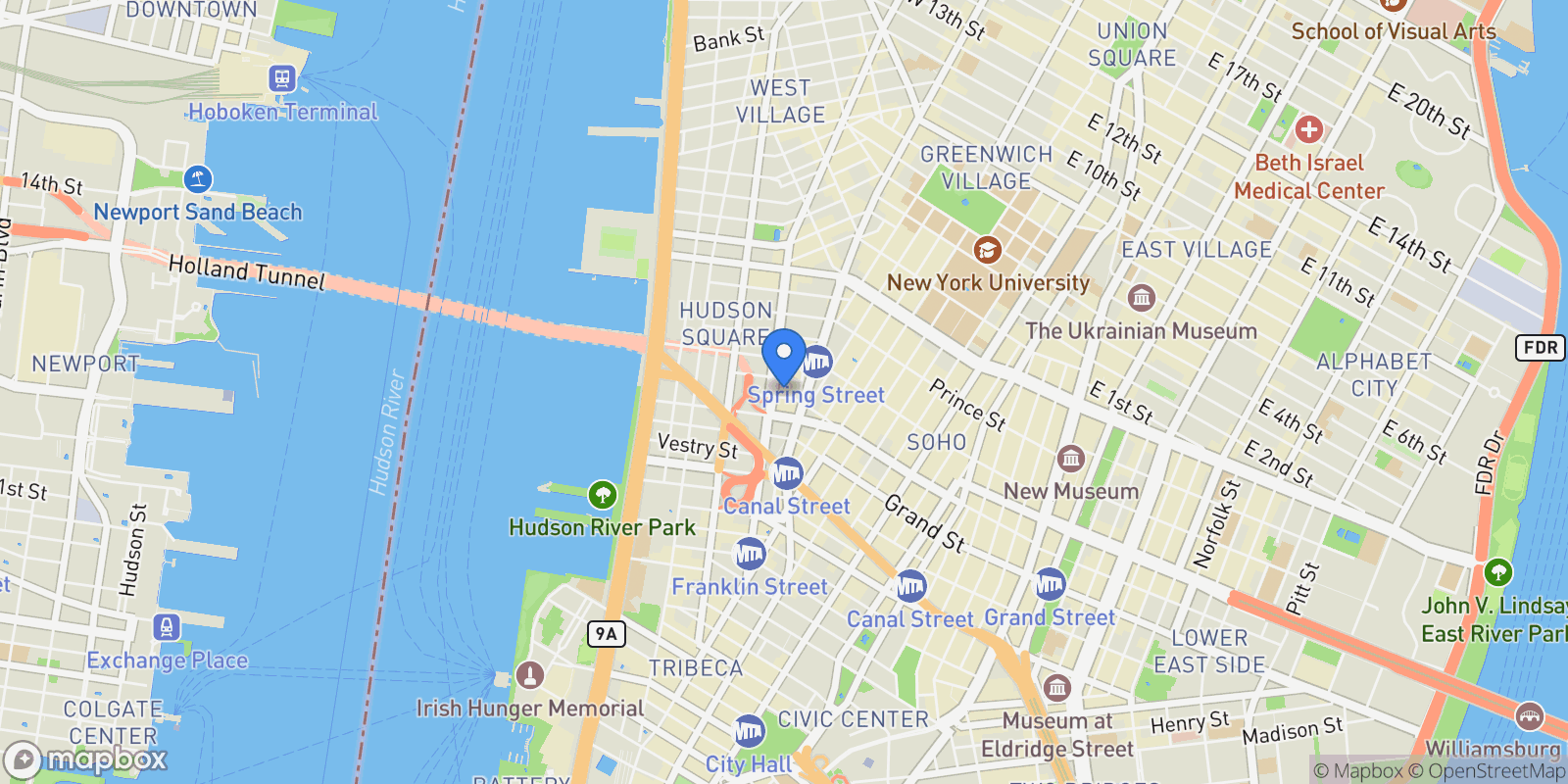 Map showing 554 BROOME ST, New York, New York, United States.
