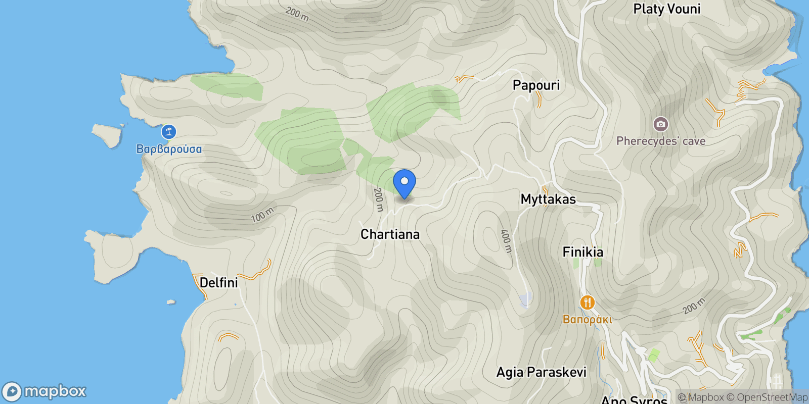Map showing Syros, Aegean, Greece.
