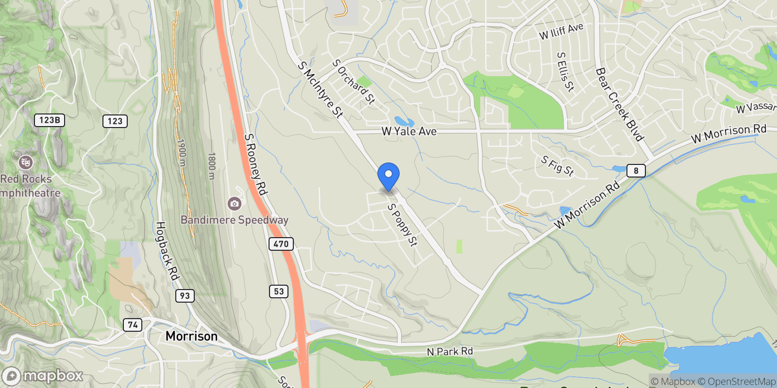 Map showing 2914 S Poppy Street, Morrison, Colorado, United States.