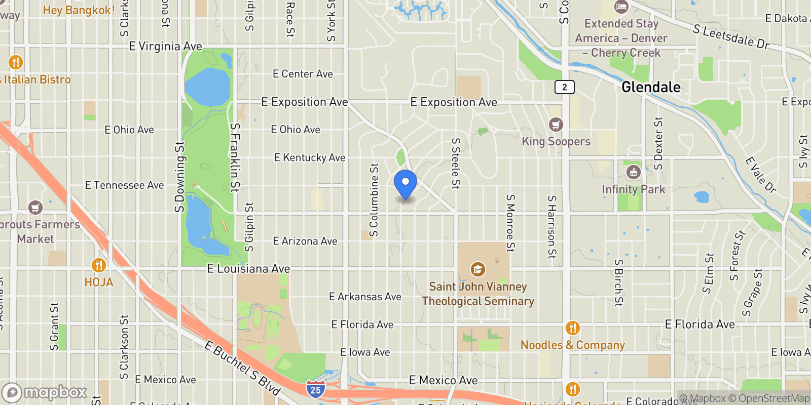 Map showing 1056 S Clayton Way, Denver, Colorado, United States.