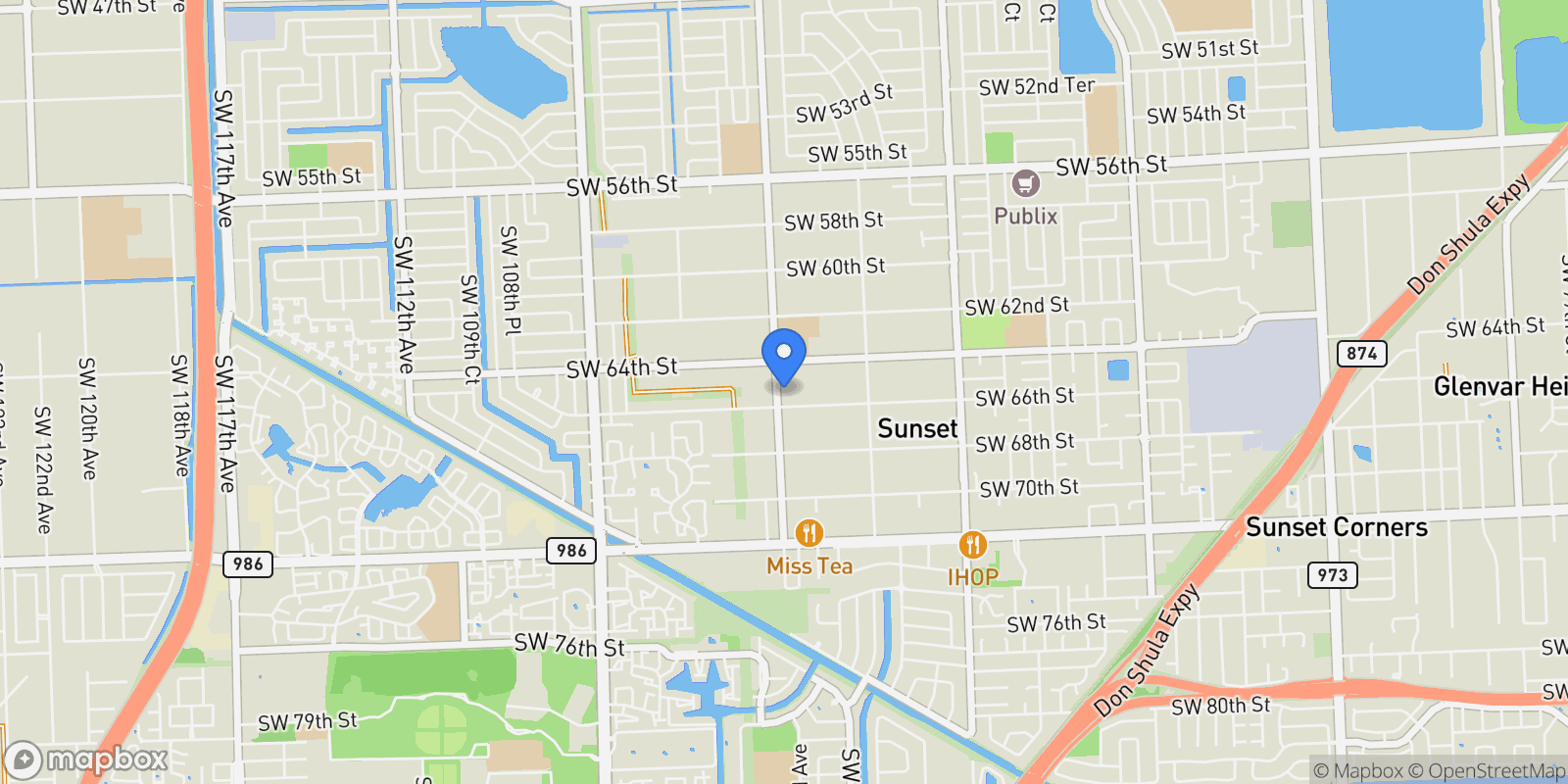 Map showing 6445 SW 102nd Ave, Miami, Florida, United States.