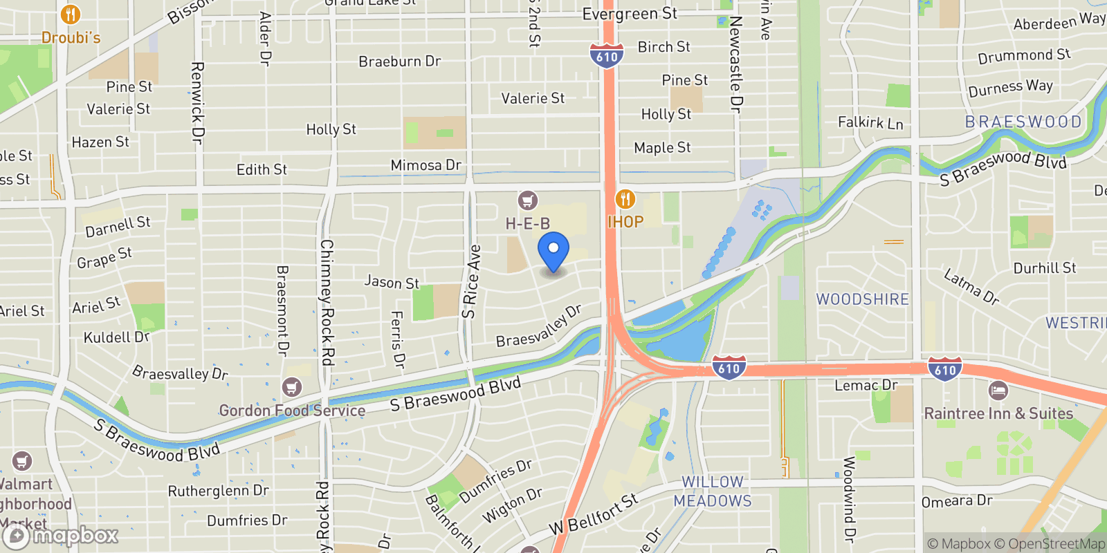 Map showing 4822 Jason Street, Houston, Texas, United States.
