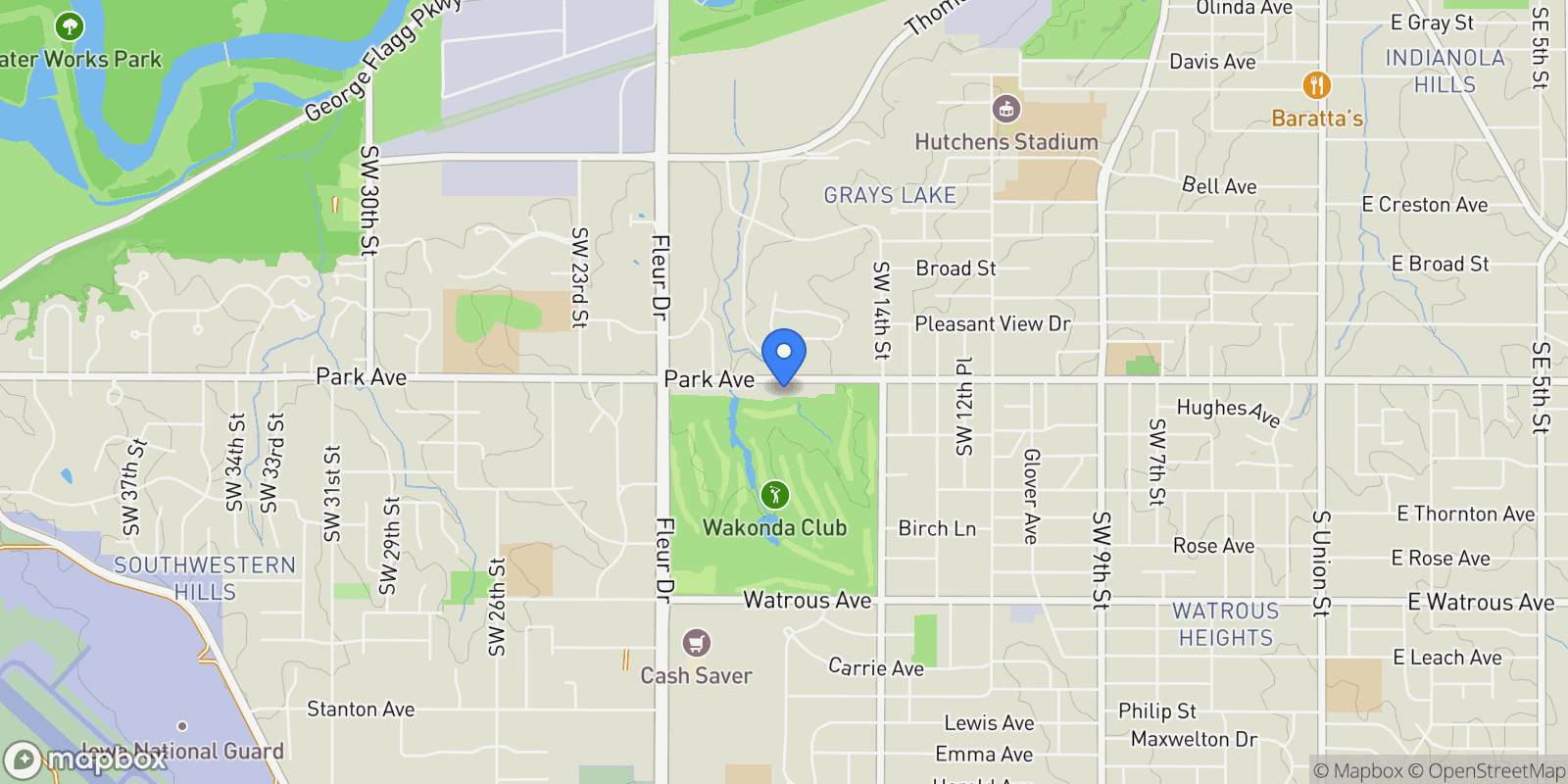 Map showing 1710 Park Avenue, Des Moines, IA 50315, Des Moines, Iowa, United States.