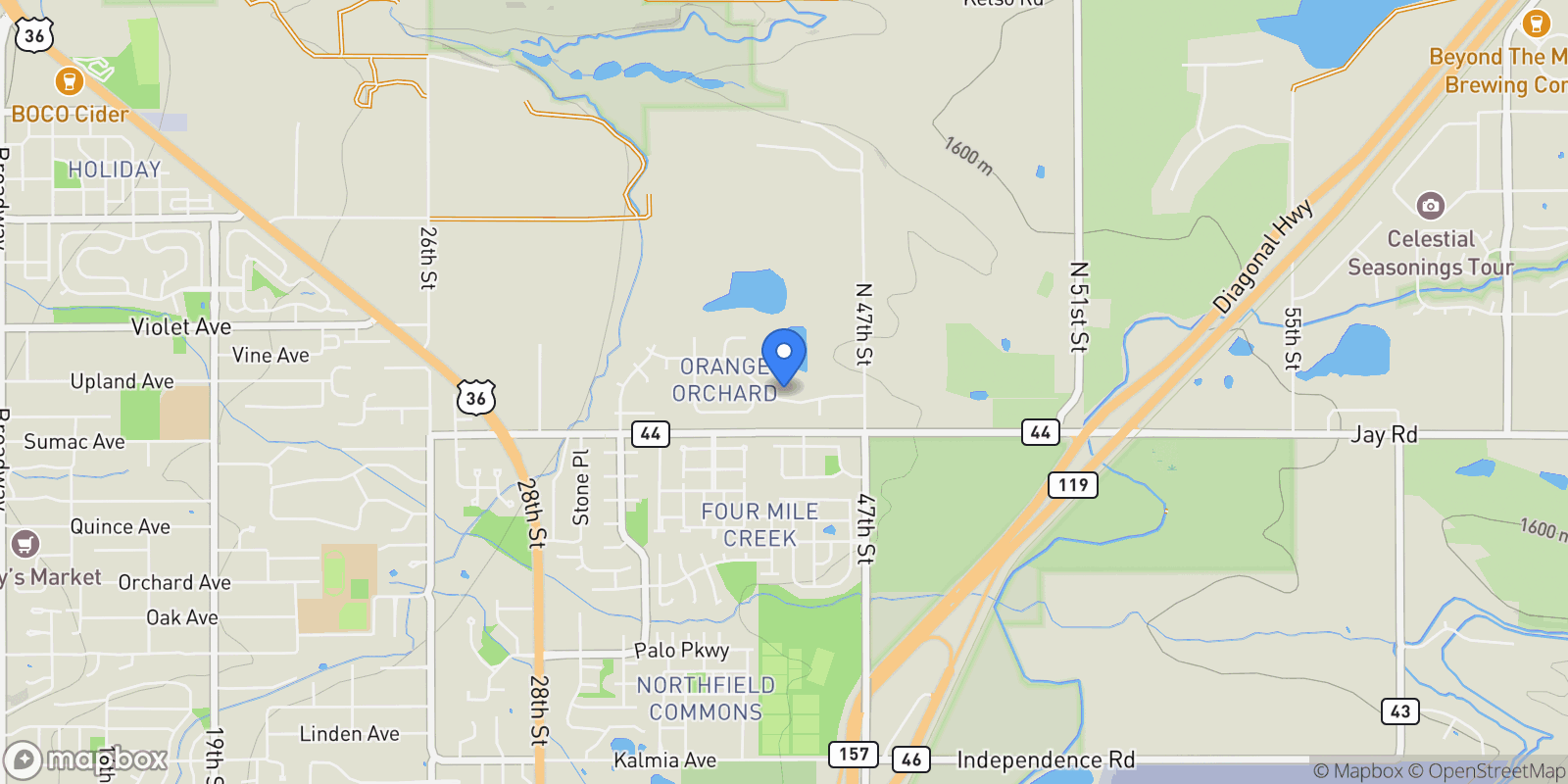 Map showing 4557 Apple Way, Boulder, Colorado, United States.