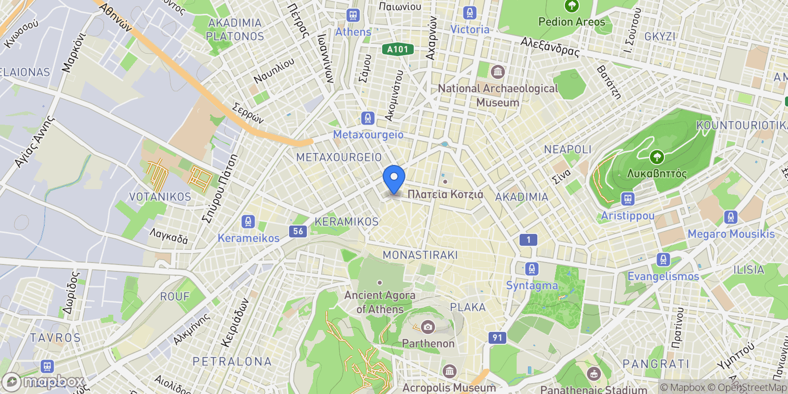 Map showing 1st District of Athens, Athens, Greece.
