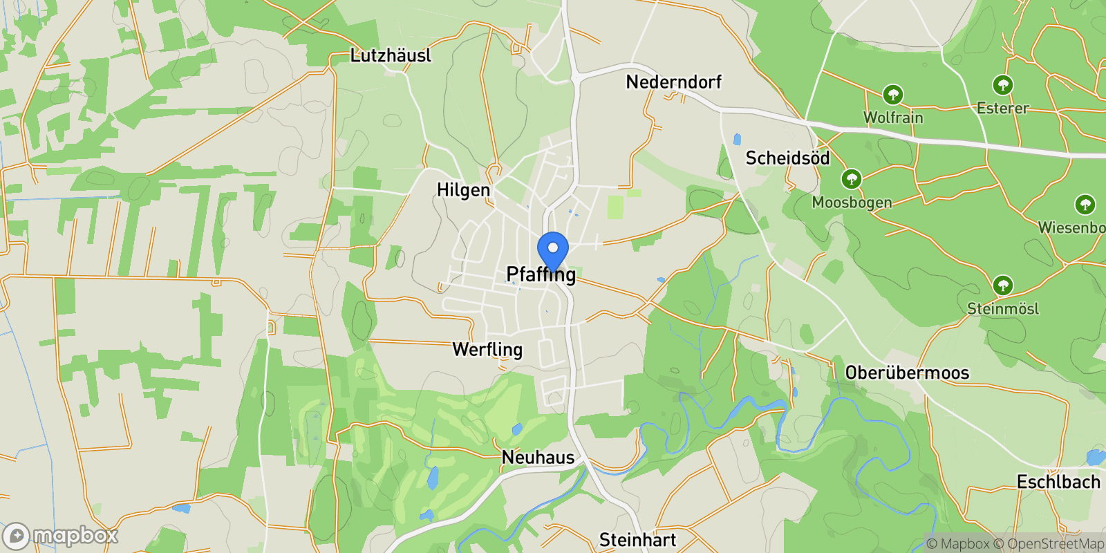 Map showing Pfaffing, Bavaria, Germany.
