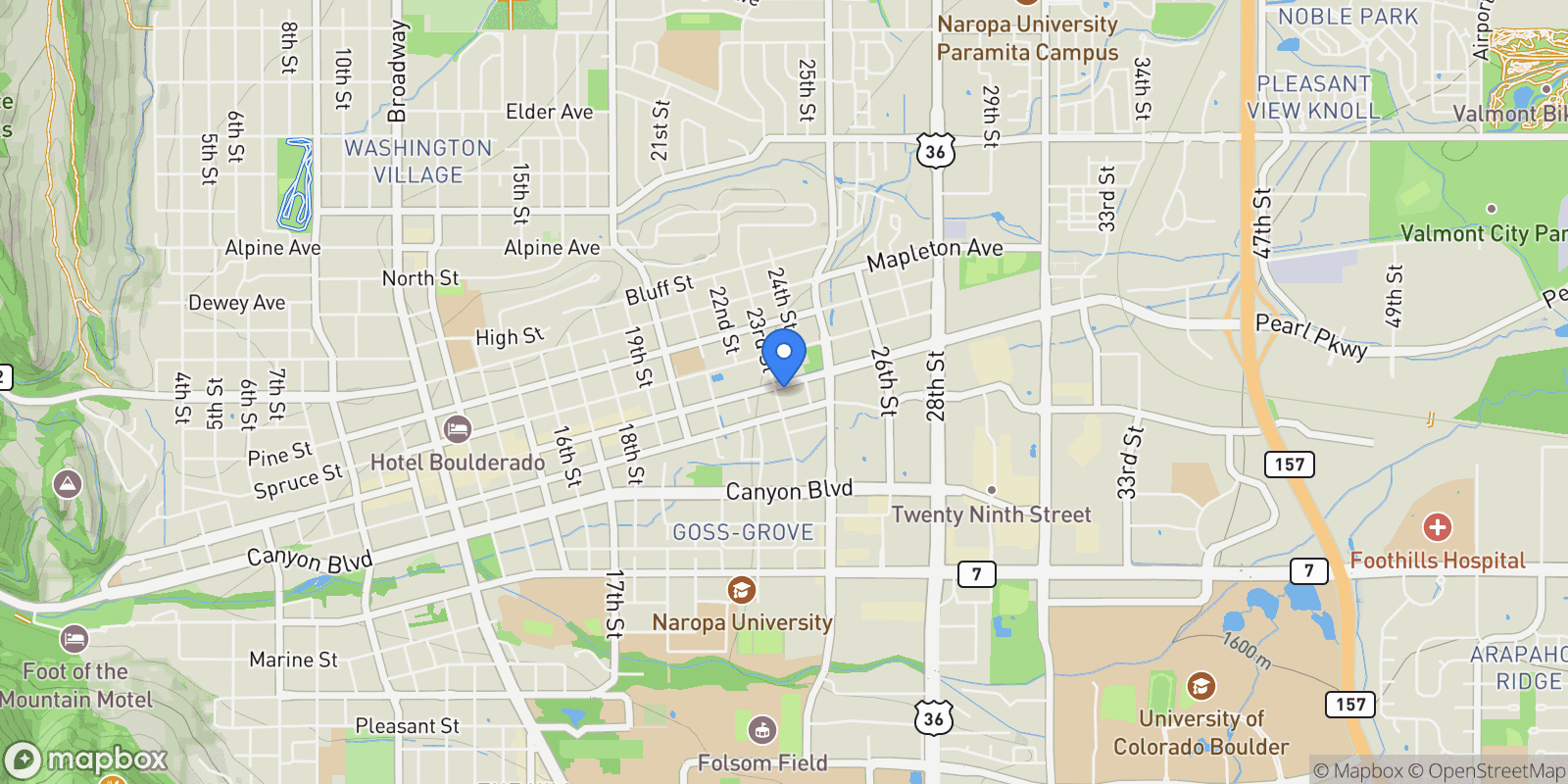 Map showing 2304 Pearl Street 2, Boulder, Colorado, United States.