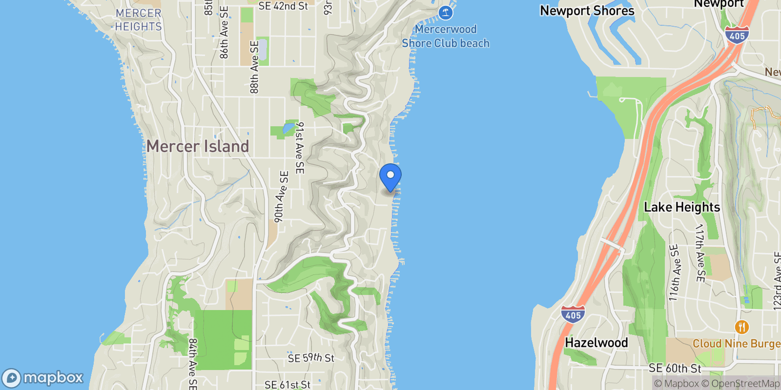 Map showing 4802 East Mercer Way , Mercer Island, WA 98040, Mercer Island, Washington, United States.