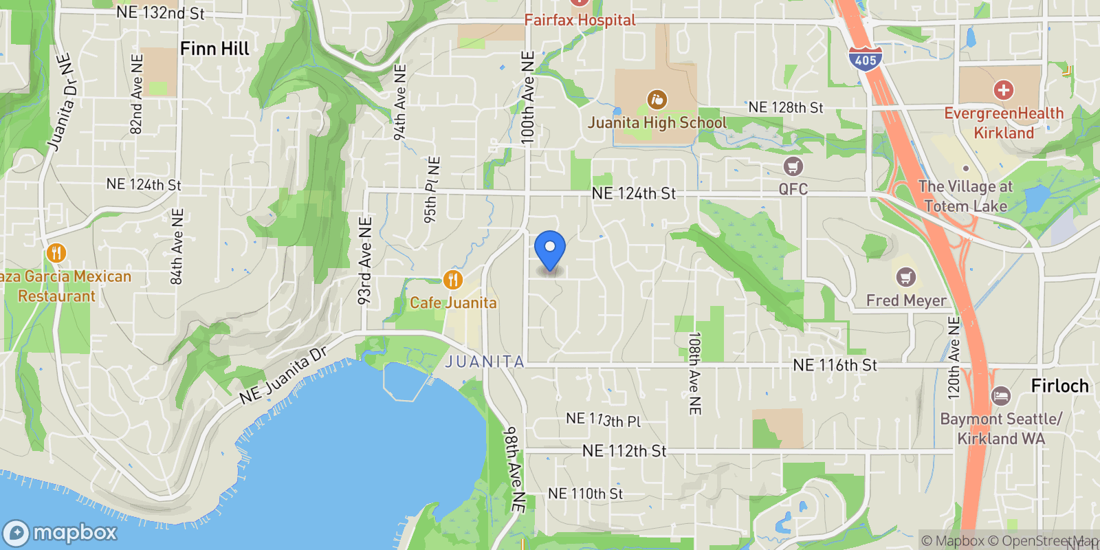 Map showing 10030 NE 120th St Unit #J2 , Kirkland, WA 98034, Kirkland, Washington, United States.