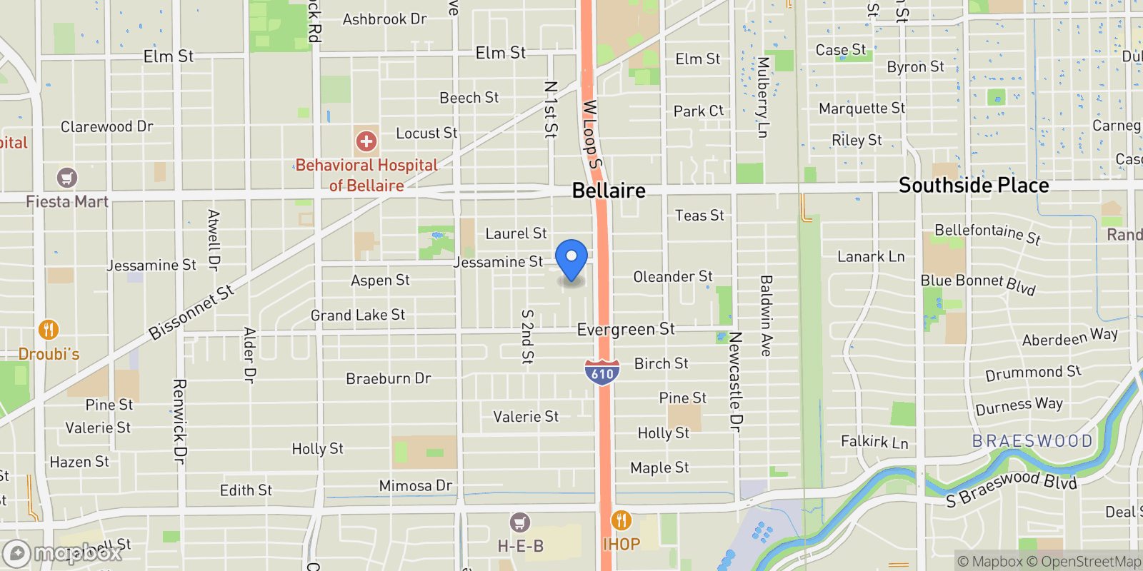 Map showing 507 Bolivar Street, Bellaire, Texas, United States.