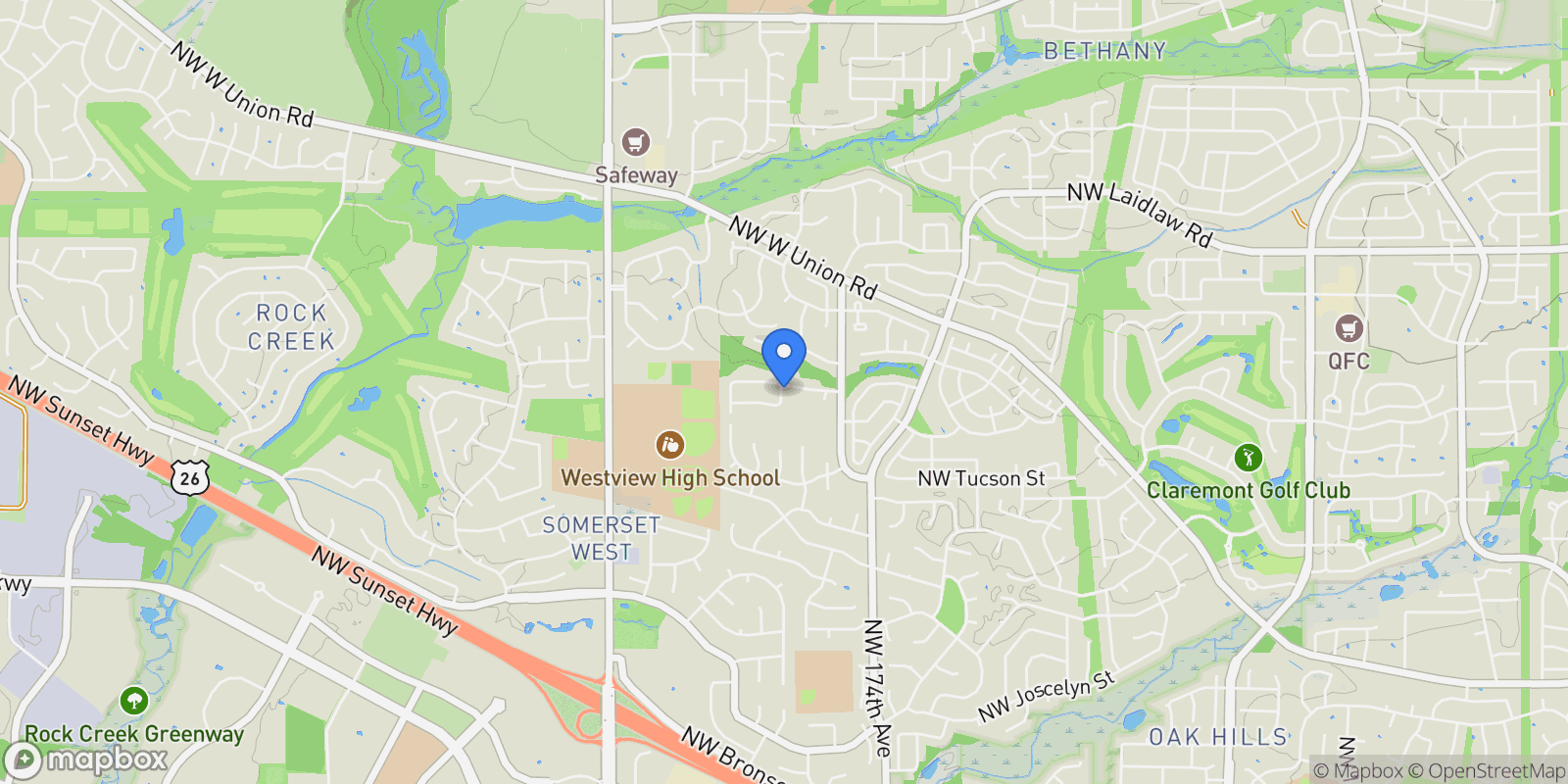 Map showing 17641 NW Layla DR, Portland, OR, 97229, USA, Portland, Oregon, United States.