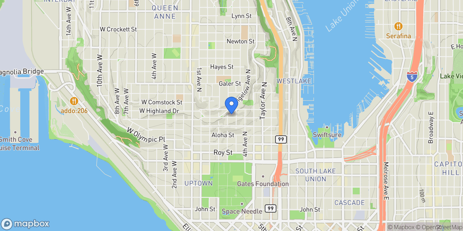 Map showing 312 Prospect St , Seattle, WA 98109, Seattle, Washington, United States.