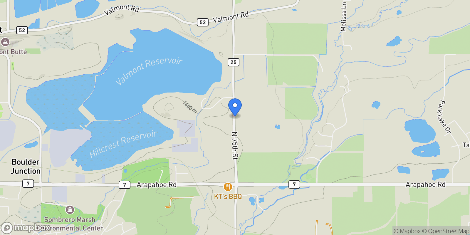 Map showing 2300 N 75th Street, Boulder, Colorado, United States.