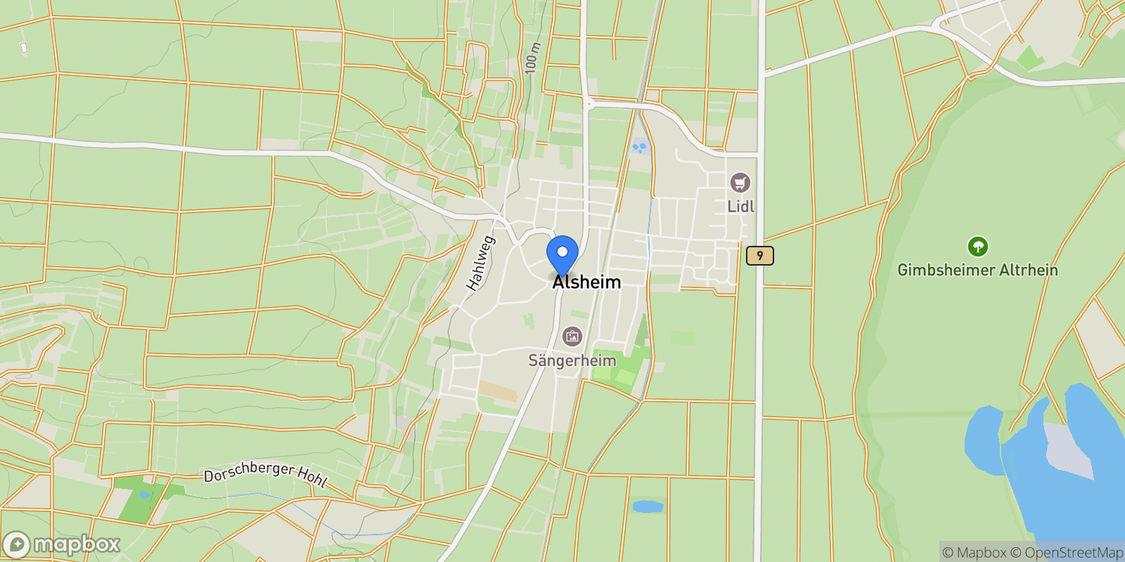 Map showing Alsheim, Rhineland-Palatinate, Germany.