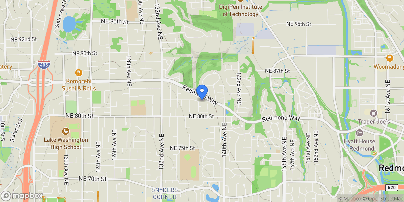 Map showing 13698 NE 83rd St , Redmond, WA 98052, Redmond, Washington, United States.