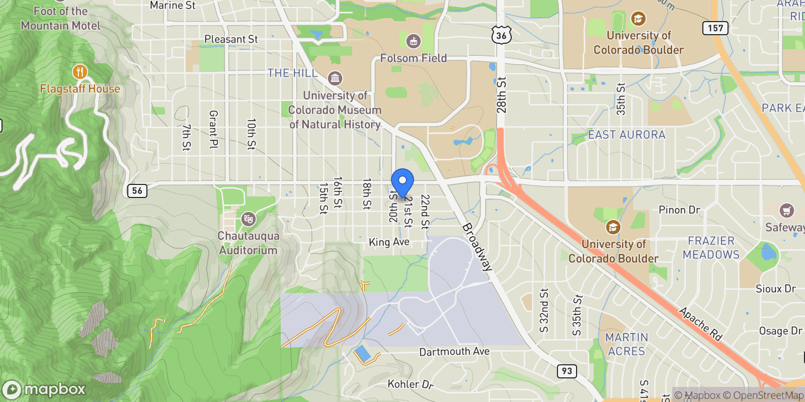 Map showing 2030 Columbine Avenue, Boulder, Colorado, United States.