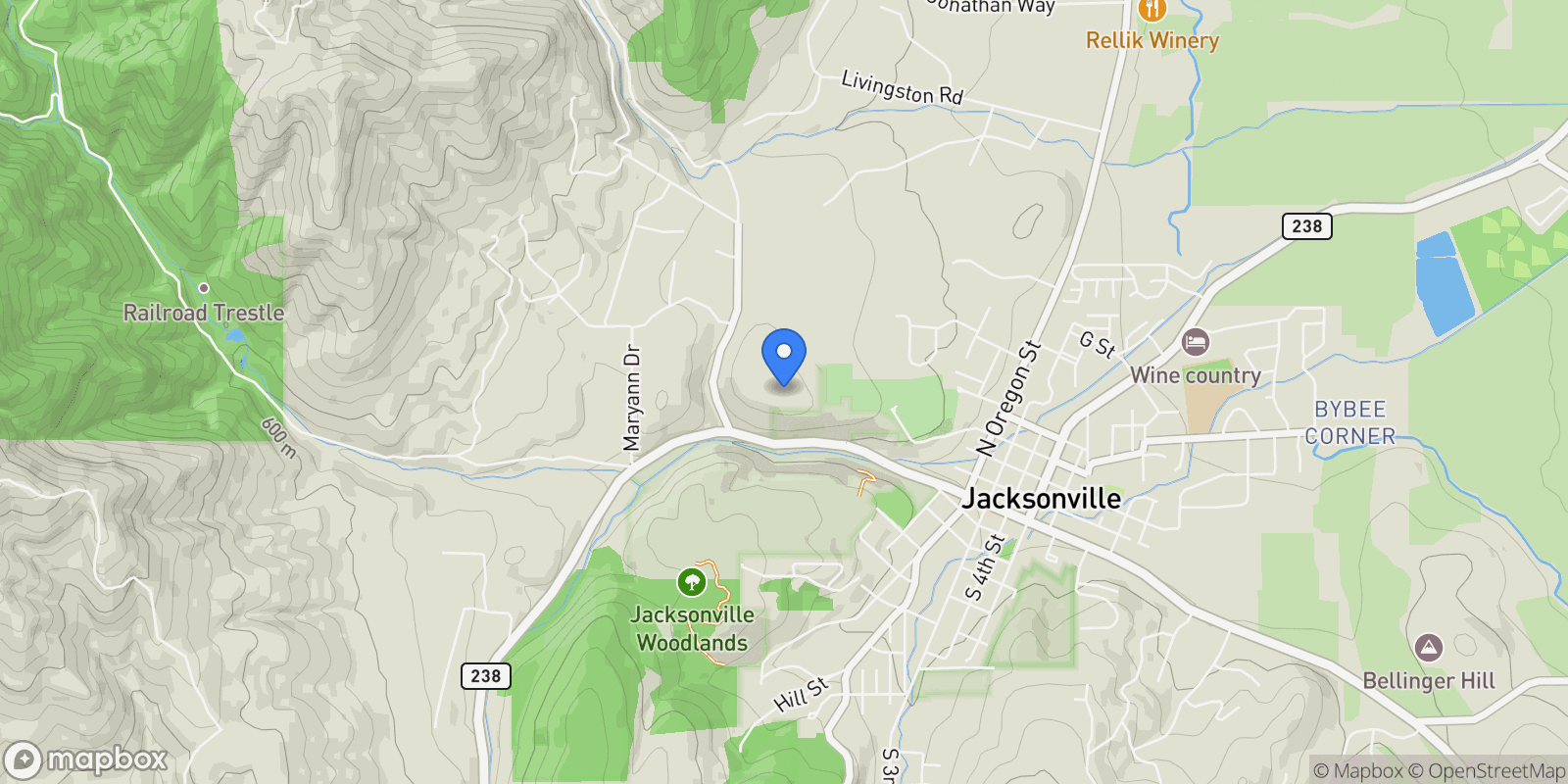 Map showing 321 Pair A Dice Ranch, Jacksonville, OR, 97530, USA, Applegate, Oregon, United States.