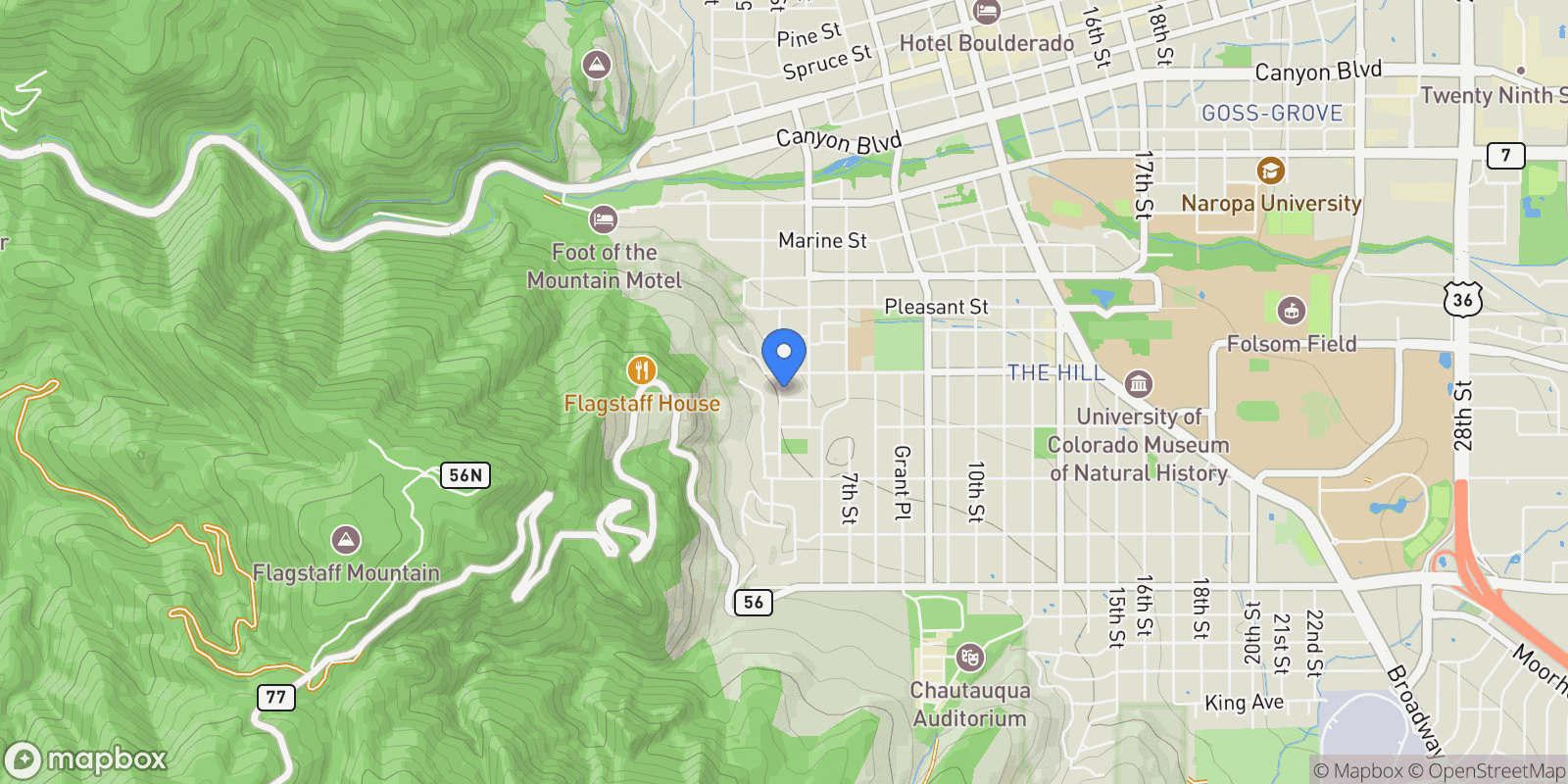 Map showing 505 Geneva Avenue, Boulder, Colorado, United States.