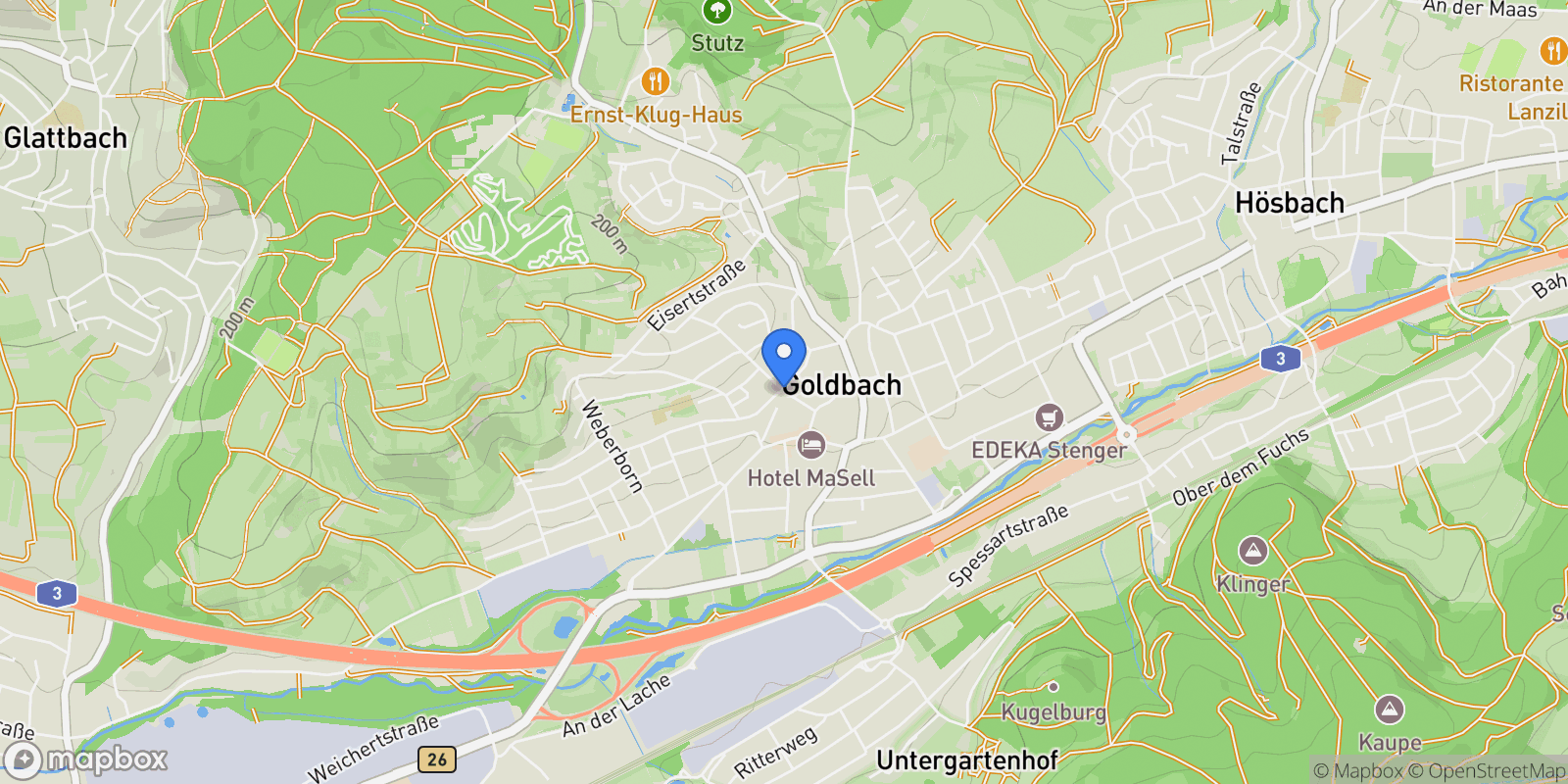 Map showing Goldbach, Bavaria, Germany.
