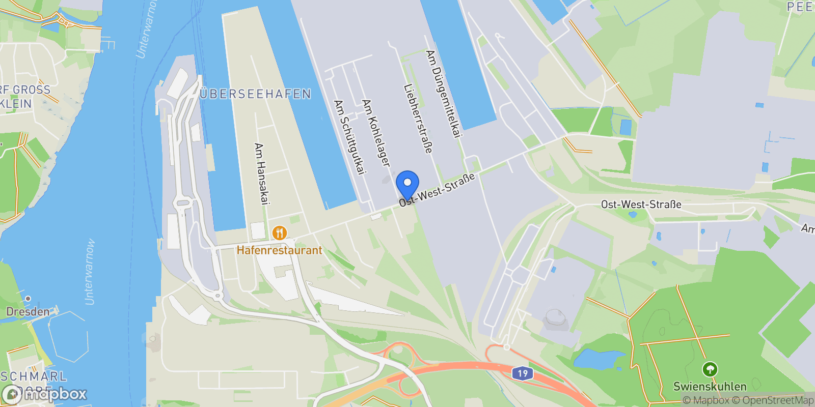 Map showing Rostock, Mecklenburg-Vorpommern, Germany.